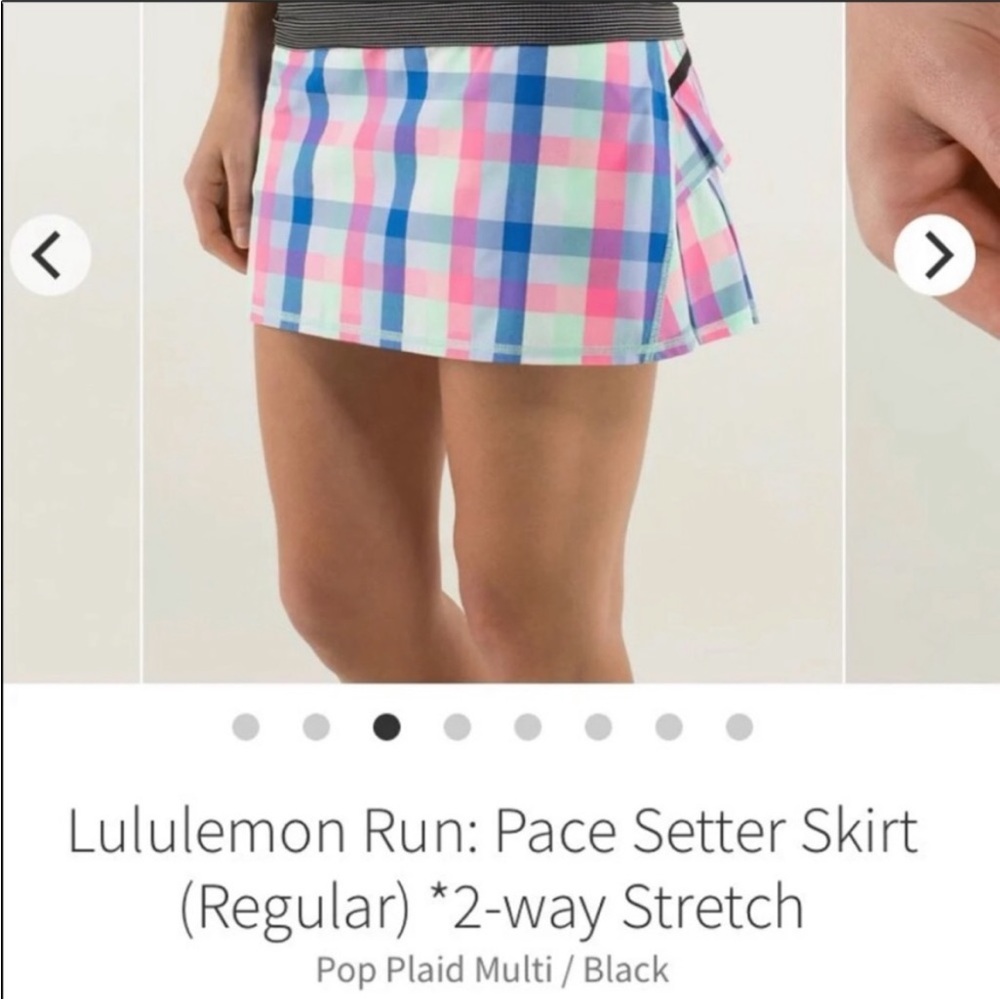 Lululemon 10 Pace Setter Skirt Neon Pop Plaid EUC